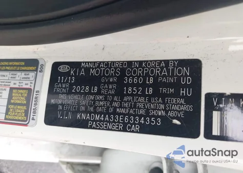 2014 Kia Rio Lx z USA, uszkodzony, nr VIN KNADM4A33E6334353